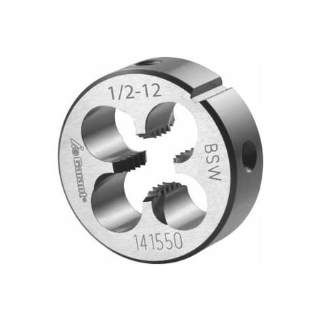 Garant 1/2in-12  HSS Round Die, for Whitworth Threads to BSW Standards, Closed/Pre-Slit Form 141550 W1/2